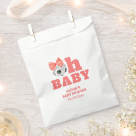 Sacolinha Coral Peach Oh Baby Bow Soccer Sport Baby Shower