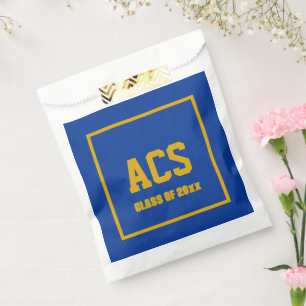 Sacolinha Cores Azul Real e Dourado e Letras