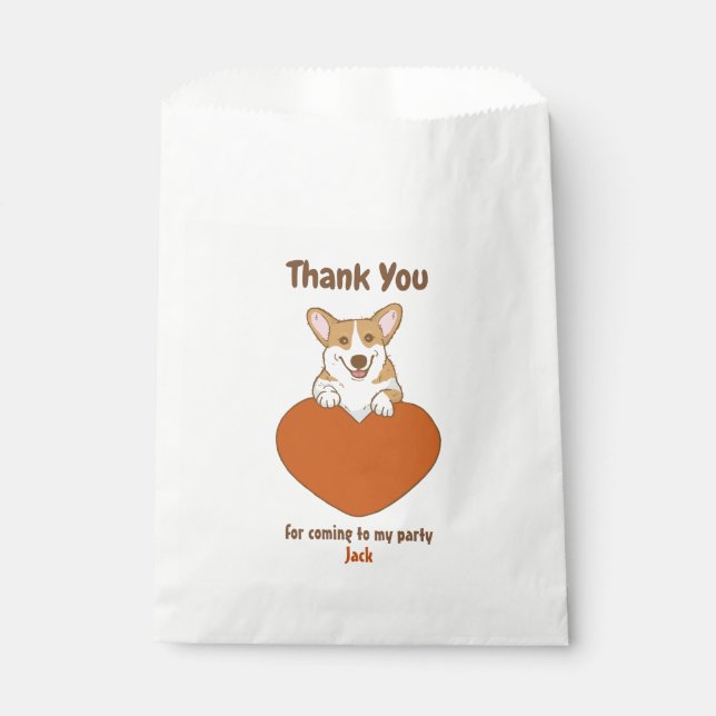 Sacolinha Corgi Sorridente Personalizado Com Coração (Frente)