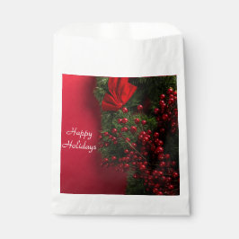 Sacolinha coroa de natal com bagas vermelhas