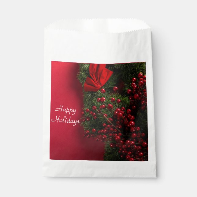 Sacolinha coroa de natal com bagas vermelhas (Frente)