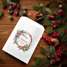 Coroa de Natal personalizada de aquarela com azevi