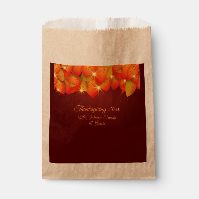 Sacolinha Correspondência Ação de Graças Laranja Nome do Fol (Frente)