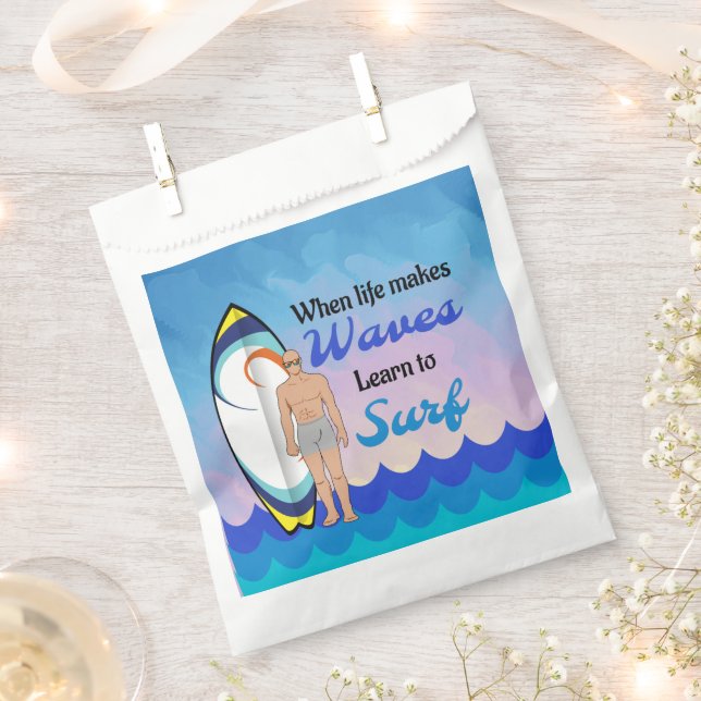 Sacolinha Cota Motivativa Azul do Oceano Surfboard Onda (Cortado)