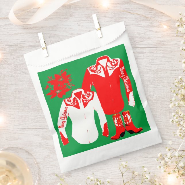 Sacolinha Cowboy Cowgirl Rodeo Western Shirts Feliz Christm (Cortado)