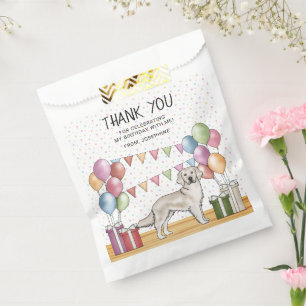 Sacolinha Creme Golden Retriever Pastel Aniversário Obrigado