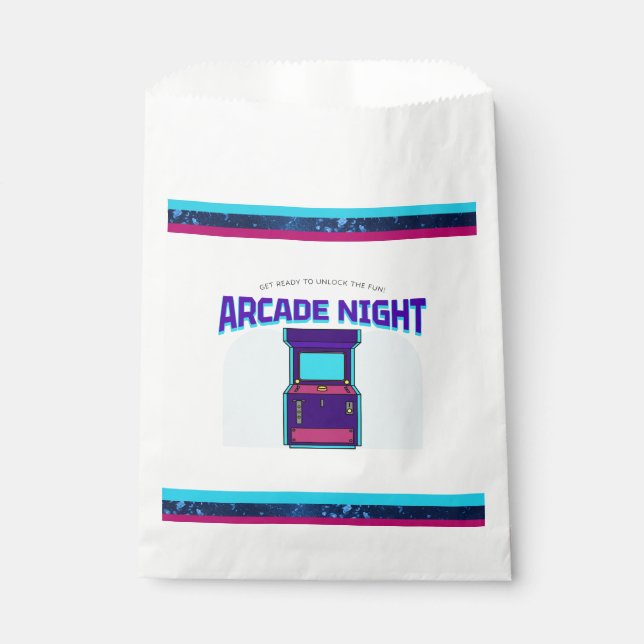 Sacolinha Crianças Arcade Festa de aniversário Noturna Favor (Frente)