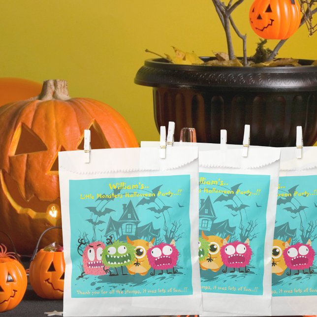 Sacolinha Crianças Pequenos Monstros Festa de Halloween (Little Monsters Halloween Party Favor Bag)