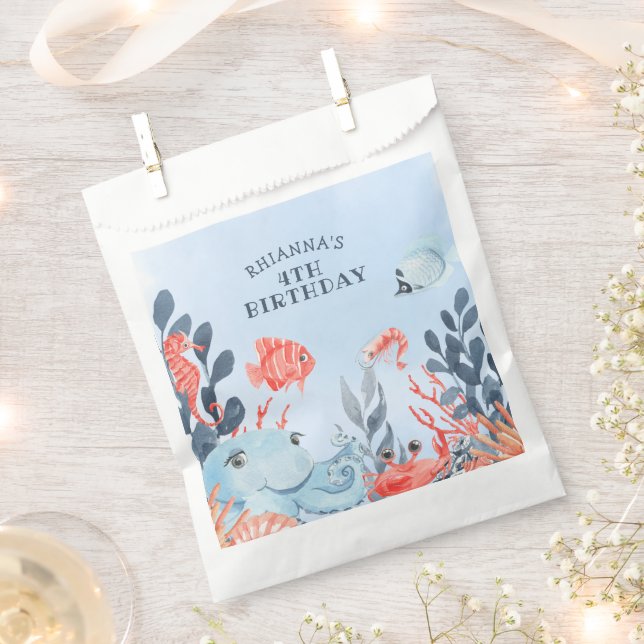 Sacolinha Crianças Sob A Festa de aniversário Do Mar (Cortado)