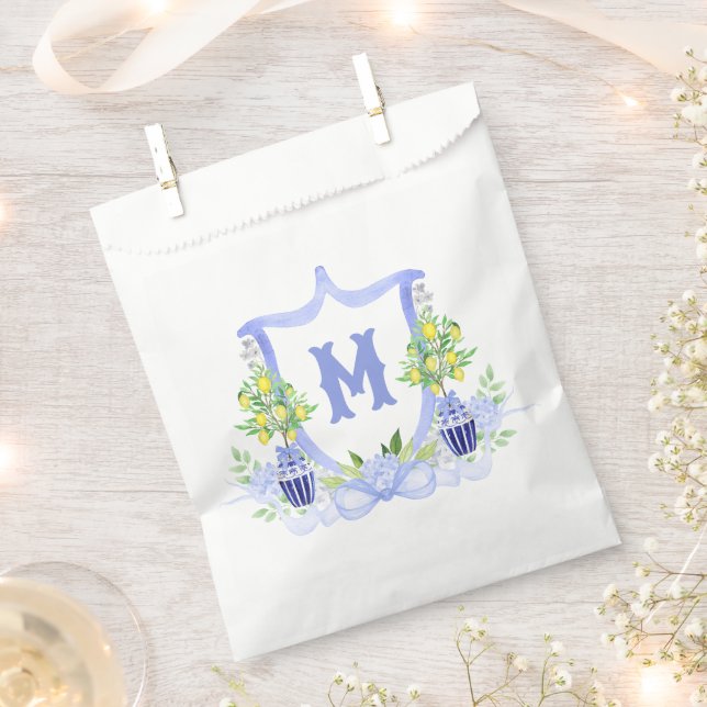 Sacolinha Crista Monogramática de Árvore de Limão em Aquarel (Cortado)