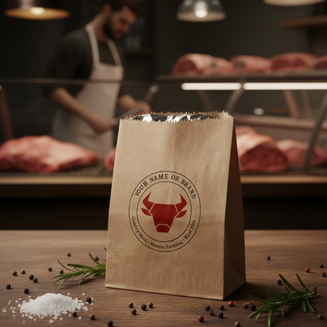 Sacolinha Custom Butcher Shop or BBQ Business Logo (Criador carregado)