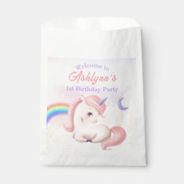 Sacolinha Custom Name Girls Pastel Rainbow Unicorn