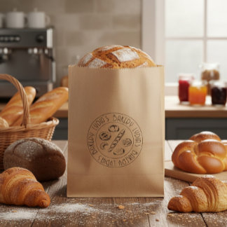 Sacolinha Custom Rustic Bakery Logo Kraft Paper Treat Bag