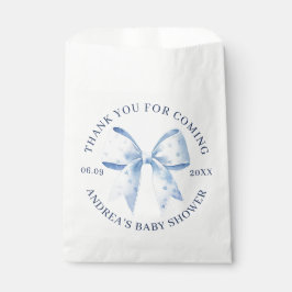 Sacolinha Cute Blue Watercolor Bow Baby Shower Thank You