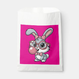 Sacolinha Cute Bunny with Glasses Blowing Bubble Gum