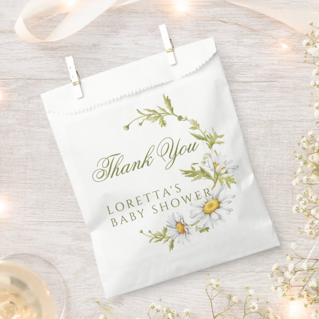 Sacolinha Cute Daisies Floral Baby Shower Agradecimento (Cortado)