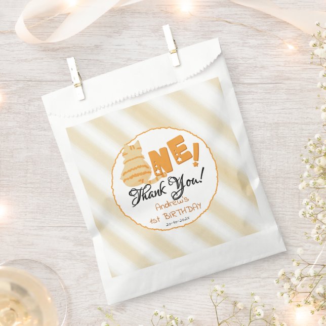 Sacolinha Cute Fat Orange Cat 1st Birthday (Cortado)