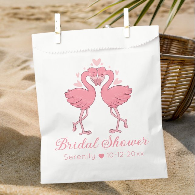 Sacolinha Cute Flamingo Tropical Pink Hawaiian Bridal Shower (Criador carregado)