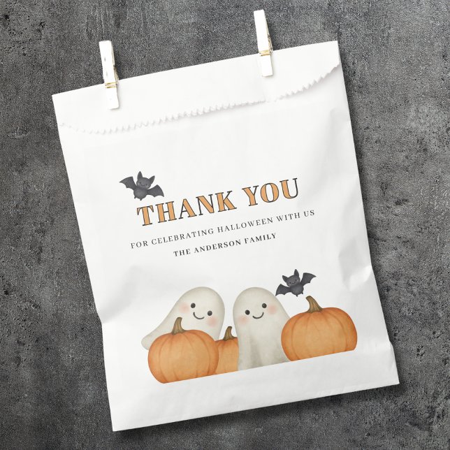 Sacolinha Cute Ghost Pumpkin Halloween Thank You  (Criador carregado)
