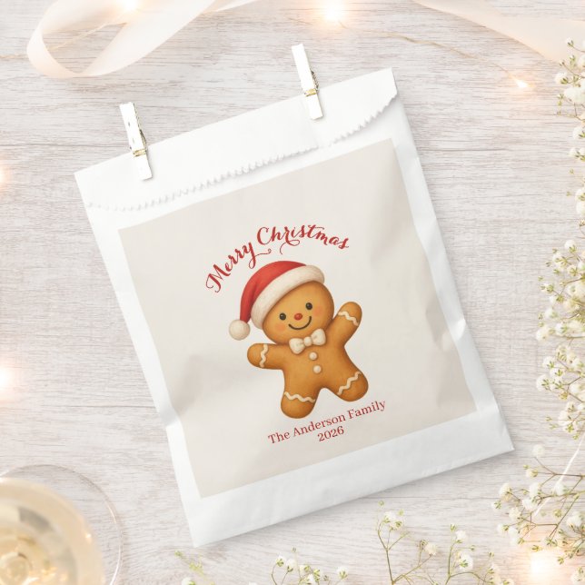 Sacolinha Cute Gingerbread Man with Santa Hat -  (Cortado)