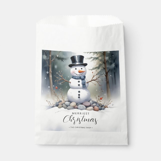 Sacolinha Cute Gorgeous Snowman Frosted Landscape Forest (Frente)