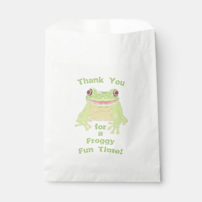 Sacolinha Cute Green Tree Frog - custom kids birthday party. (Frente)
