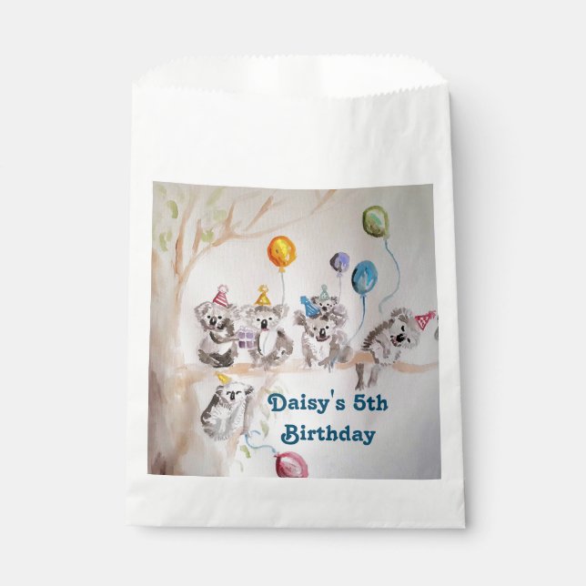 Sacolinha Cute Koala Bear Birthday Partido Animal Party Favo (Frente)