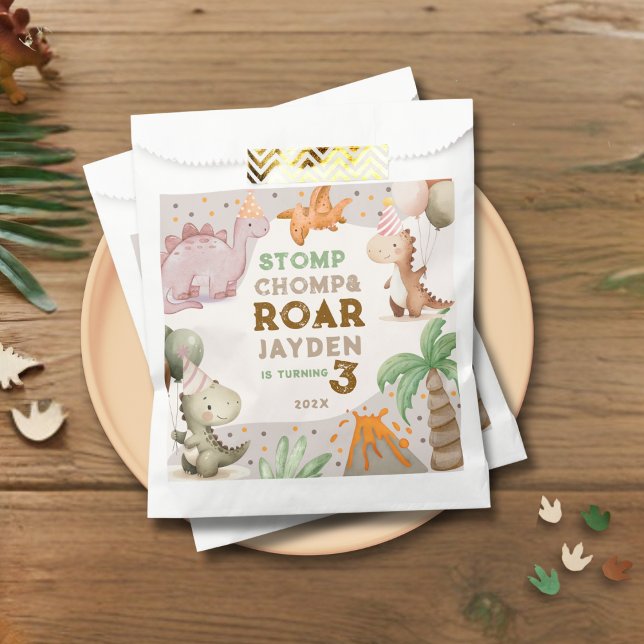 Sacolinha Cute Pastel Dinosaur Birthday Party  (Criador carregado)