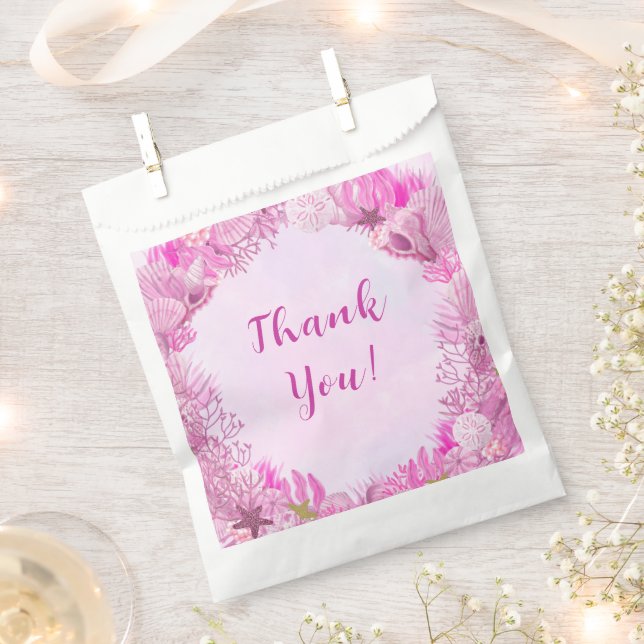 Sacolinha Cute Pink Under the Sea Girl Baby Shower (Cortado)