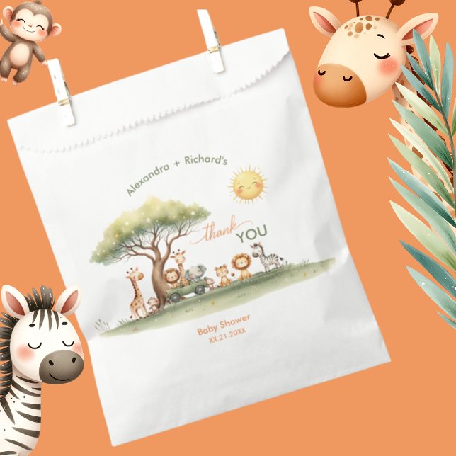 Sacolinha Cute safari animals gender neutral baby shower (Criador carregado)