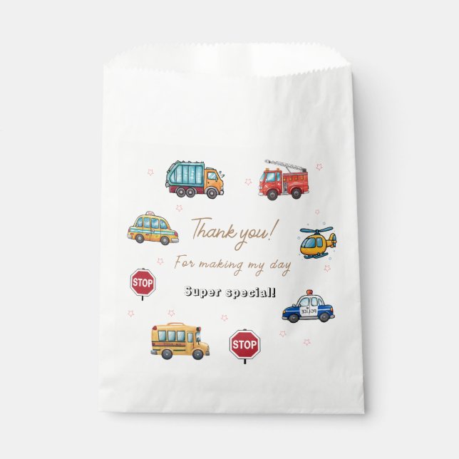 Sacolinha Cute Service Vehicle Birthday bash Favor Bags (Frente)