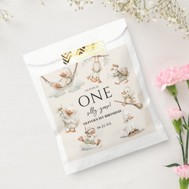 Sacolinha cute Silly Goose ,One Silly Goose 1st Party (Selado)