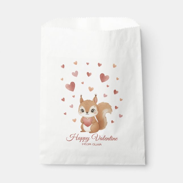 Sacolinha Cute Squirrel with Heart Valentine's Day (Frente)