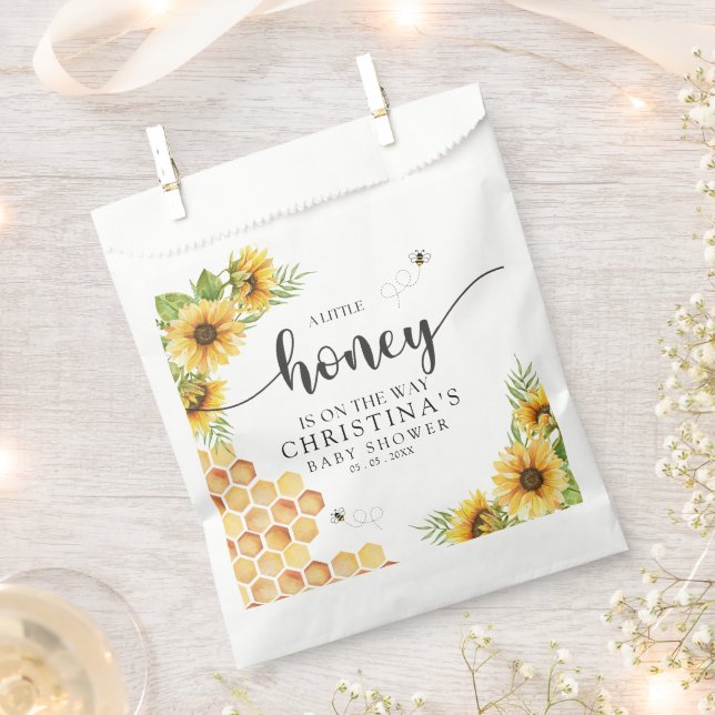 Sacolinha Cute Sunflower Bee Baby Shower (Cortado)