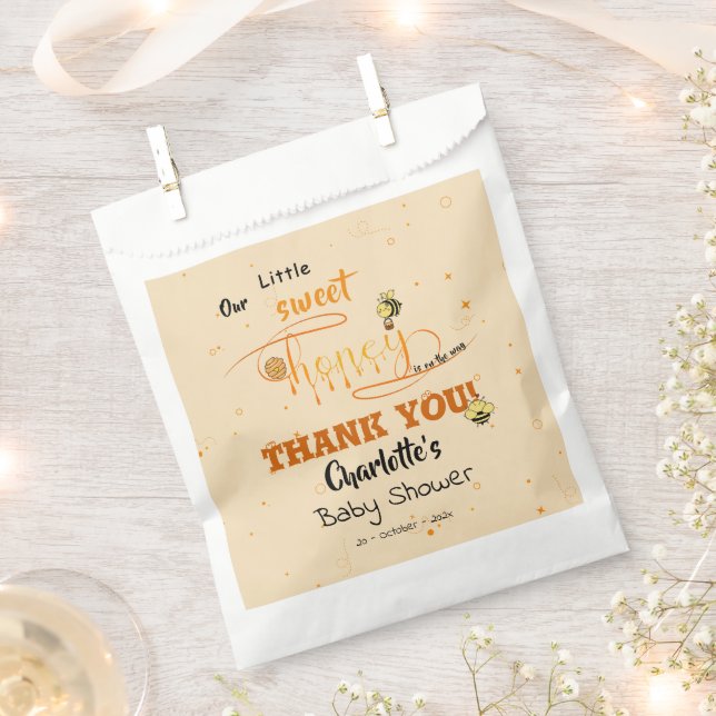 Sacolinha Cute Sweet Honey & Kawaii Eyeball Text Baby Shower (Cortado)