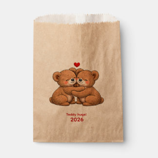 Sacolinha Cute Teddy Bear Couple in Love – Embroidered Style