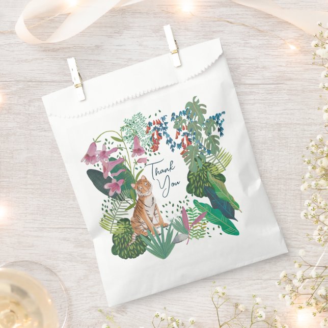 Sacolinha Cute Tiger Jungle Safari Obrigado Baby Shower    (Cortado)