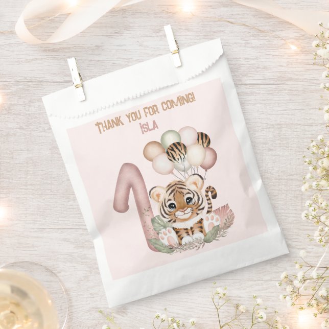 Sacolinha Cute Tiger Safari Wild One Girl Party (Cortado)