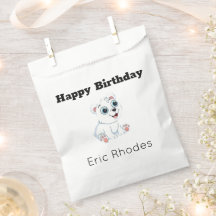 Cute white polar bear on gray birthday
