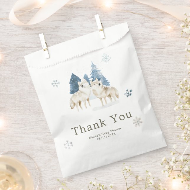 Sacolinha Cute Winter Arctic Wolf Baby Shower (Cortado)