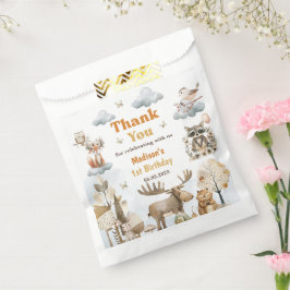 Sacolinha Cute Woodland Animals 1st Birthday Party Favor Bag