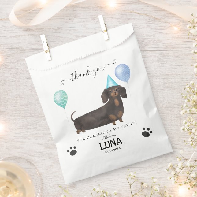 Sacolinha Dachshund Obrigado A Bolsas Favoráveis Do Partido  (Cortado)