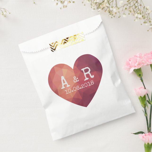 Sacolinha data de casamento do casal vermelho 3d (Selado)