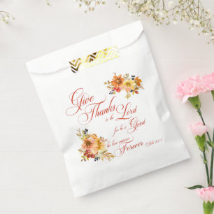 Sacolinha Dê Graças ao Senhor outono floral aquarela