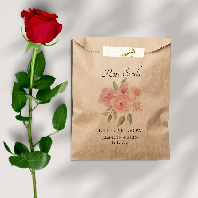 Sacolinha Deixe o amor crescer l Rosa Seeds Favor Bag (Criador carregado)