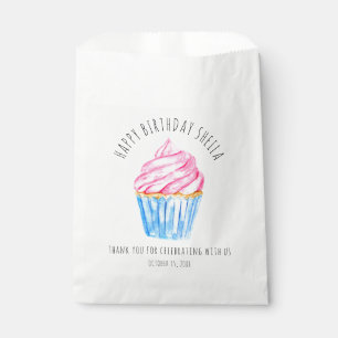 Sacolinha delicioso cupcake de aguarela com glacê rosa