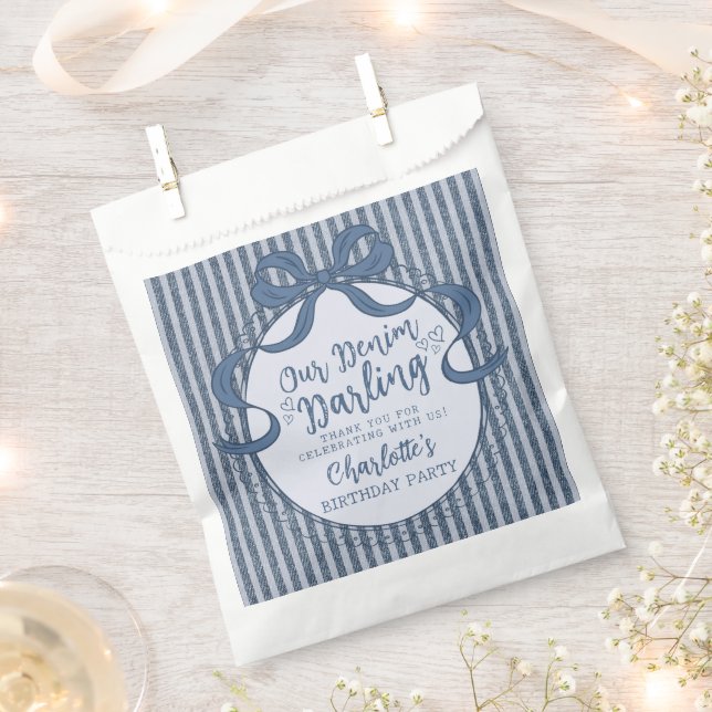 Sacolinha Denim Coquette Bow Blue Jean Baby Birthday (Cortado)