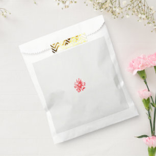 Sacolinha desenho de uma flor vermelha sobre fundo branco