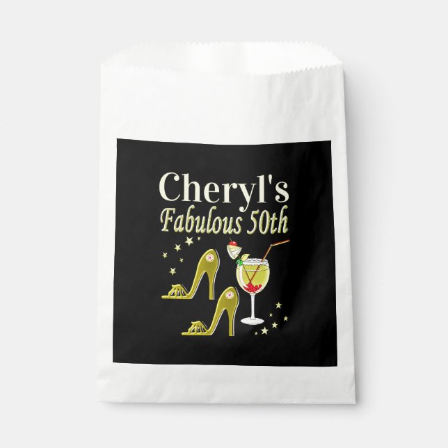 Sacolinha Design DE ANIVERSÁRIO GORGO DOURADO 50º ANIVERSÁRI (Frente)