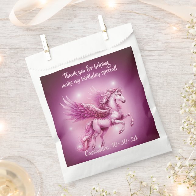 Sacolinha Design de Birthday Pink Pegasus Fantasy (Cortado)
